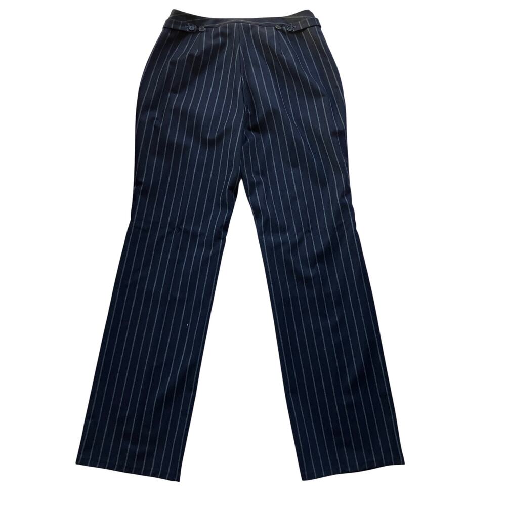 Faconnable Straight Leg Wool Pinstripe Pants 8 Women's Minimalist Old Money 80s - Picture 3 of 5